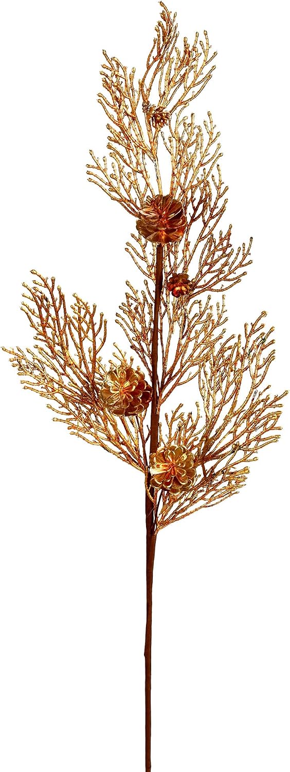 Vickerman 36" Red Glitter Pine Cone Artificial Christmas Spray. Includes 3 Sprays per Pack.