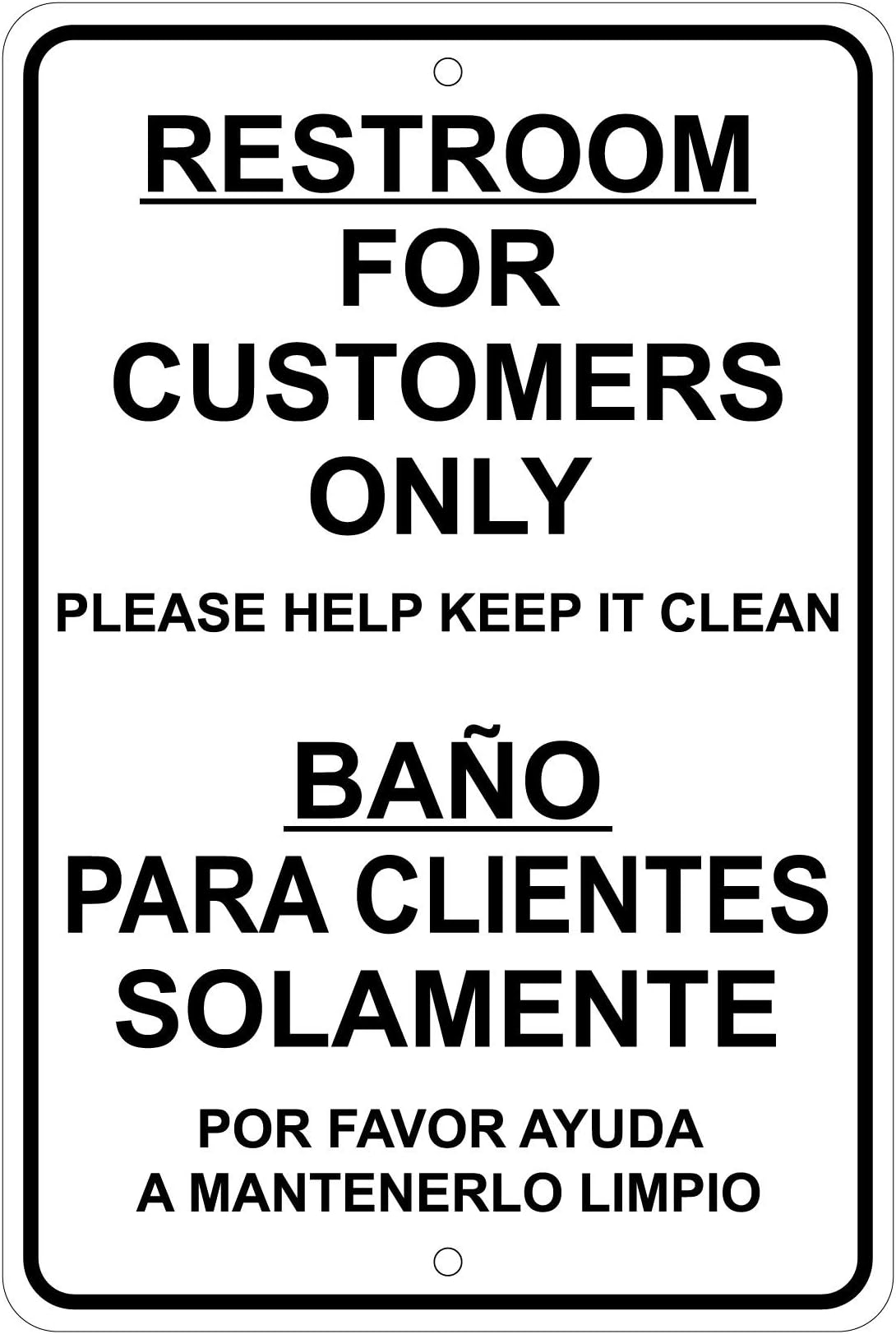 Amazon.com : Honey Dew Gifts Restroom Sign - Spanish 'Customers Only ...