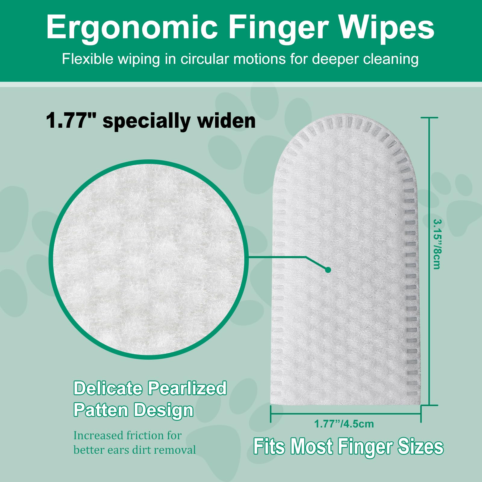100 XL Dog Ear Cleaning Finger Wipes - Larger & thicker 1.77" Natural Coconut Oil & Aloe Dog Ear Wipes, 100 Count - Image 3