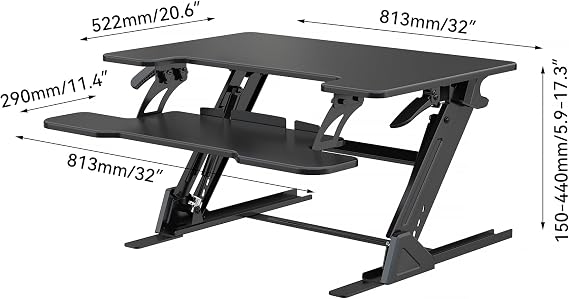 Standing Desk Converter 32 x 24 Inches, Black
