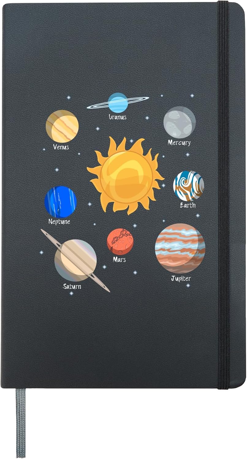 Planets Of Our Solar System Hardcover Journal, Black