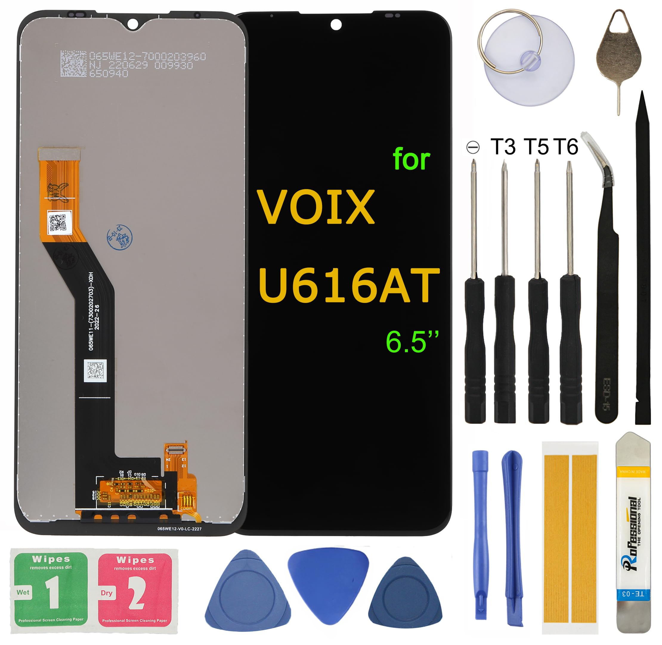 UYGHHK LCD Screen Replacement for Wiko VOIX U616AT 6.5inch Assembly LCD Display Touch Screen Digitizer with Repair Tools