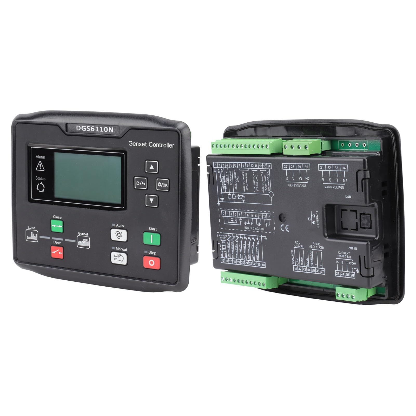 Panel de Control del Generador ABS Controlador de Grupo Electrógeno Automático 15 a 360 V Pantalla LED Control Remoto Protección Múltiple para Técnicos de Monitoreo de Generador