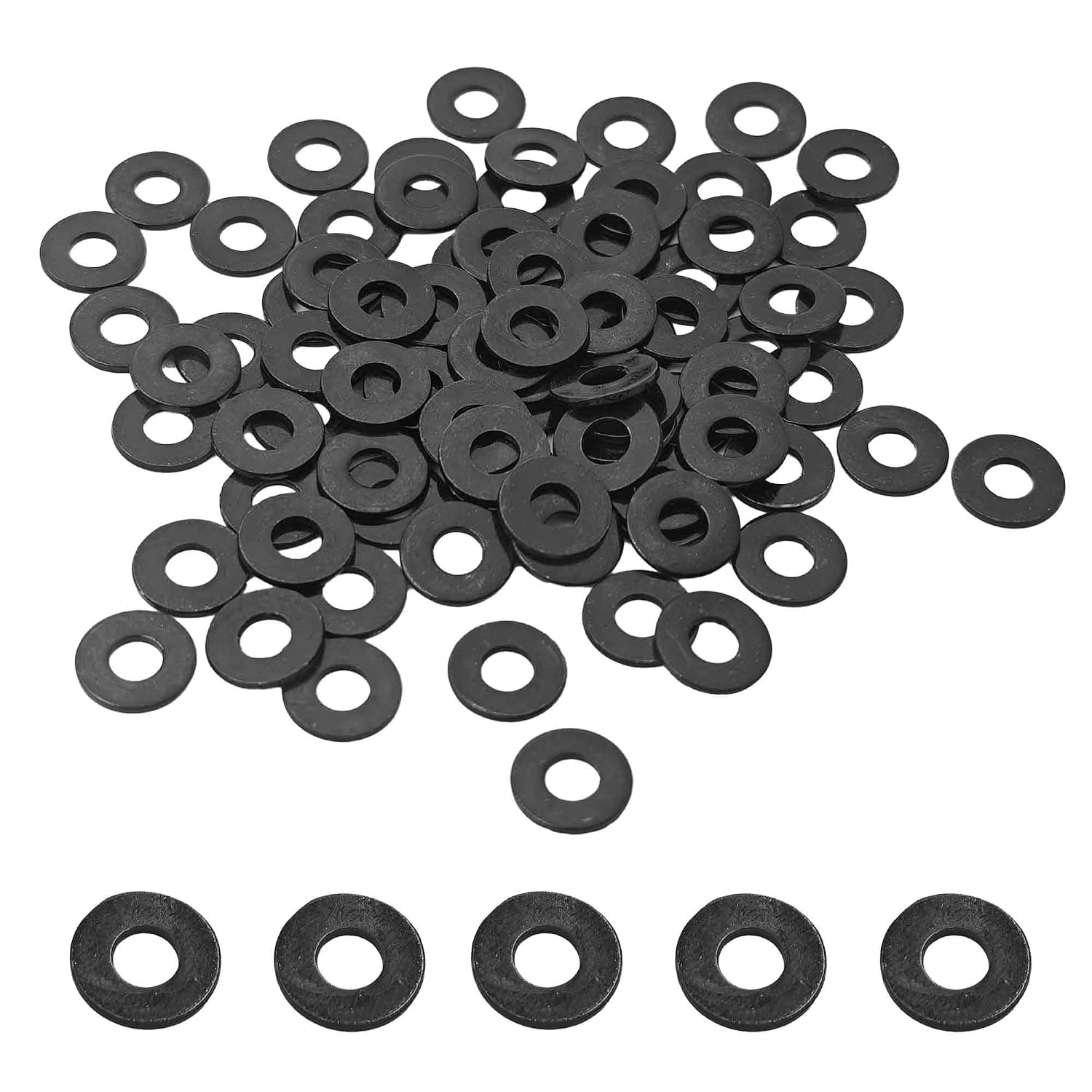100 PCS #6 Black Flat Washers, 3/8" Outer Diameter, 304 Stainless Steel Metal Washers for Screws and Bolts, Corrosion Resistant Hardware for Home, Automotive, Industrial Use