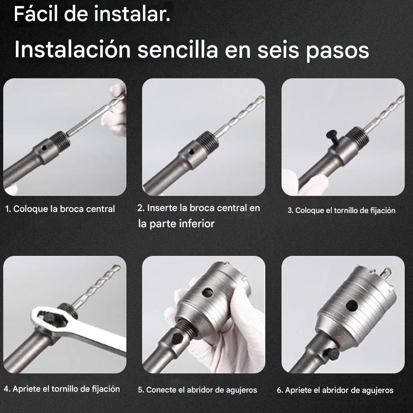 Juego de Brocas para Agujeros en Pared - Para Abrir Agujeros en Paredes de Cemento | Accesorios de Perforación para Mantenimiento Doméstico con Estabilidad