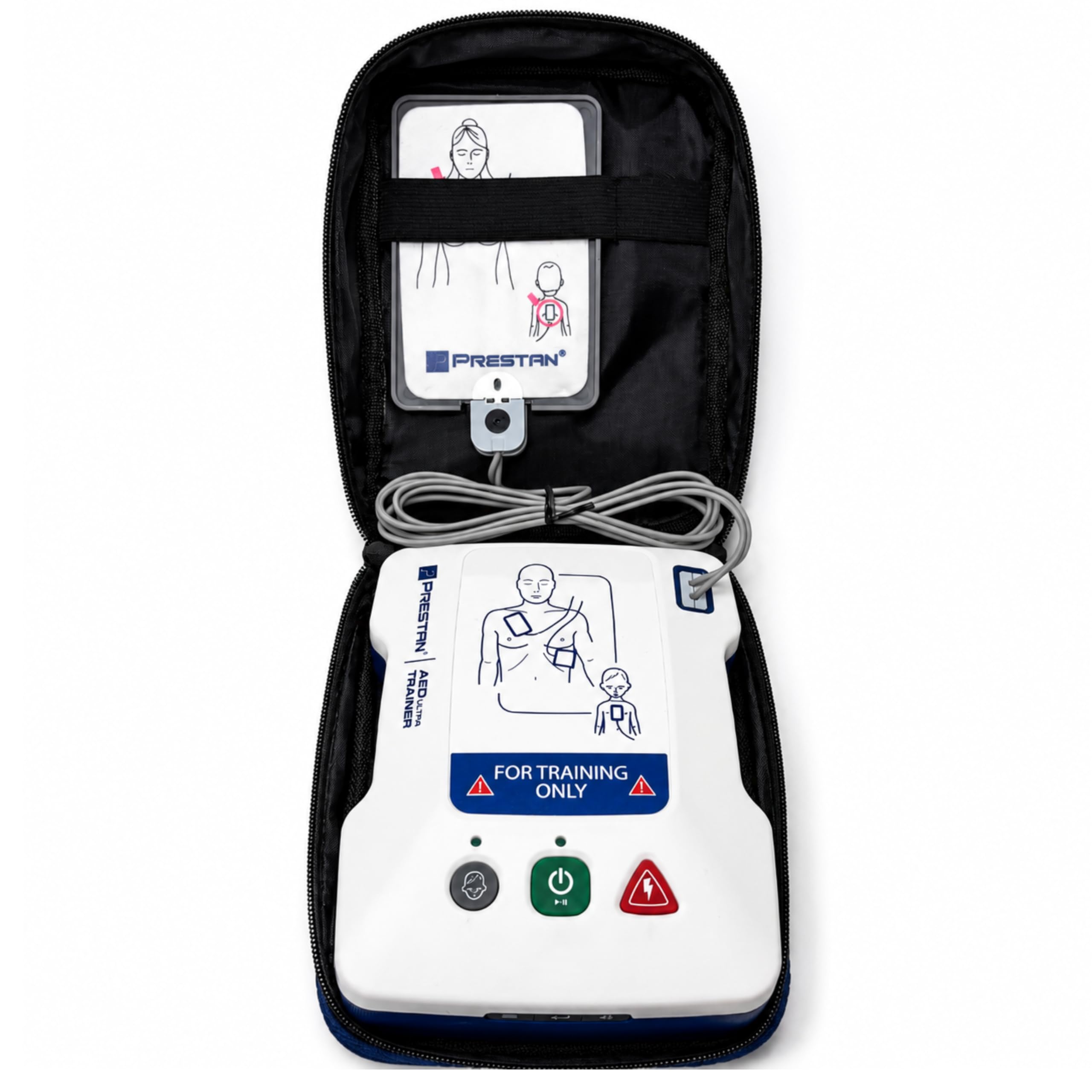 PRESTAN AED UltraTrainer unidad individual | Bilingüe inglés/español | Sistema de detección de parches | Entrenamiento para adultos y niños | Relación conmutable 15:2 y 30:2 | 5 escenarios