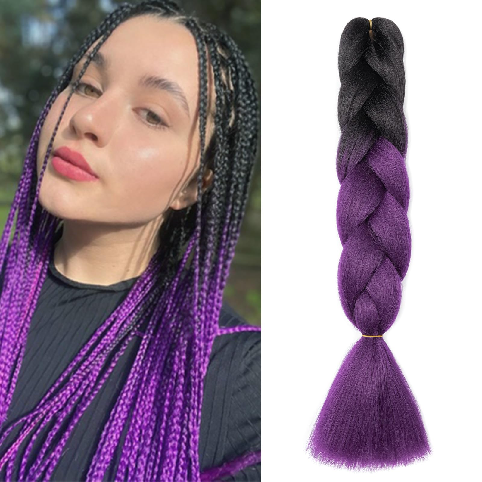 Dcbaboo Hair Extensions for Braiding Jumbo Braiding Hair Extension 1pack 24inch Synthetic Hair Kanekalon Ombre Braids Extensions Hair Afro Crochet Twist Box Braids 100g