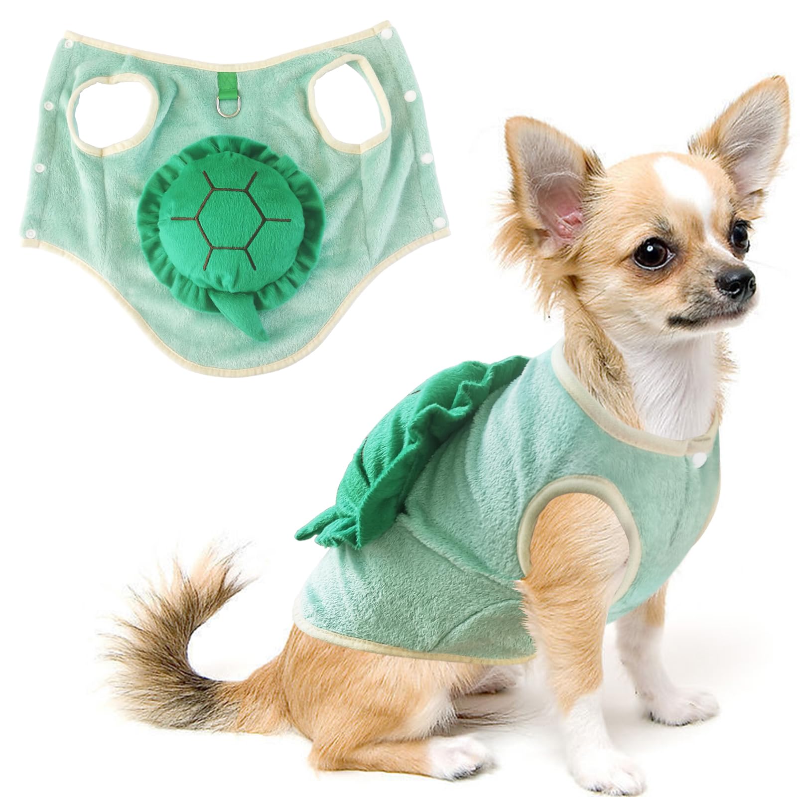 Idepet Dog Costume Turtle Pet Cat Halloween Tortoise Costumes Funny Cosplay Outfit Christmas Party Puppy Winter Vest with Tow Ring Doggie Warm Sweater Cat Coat (Small)