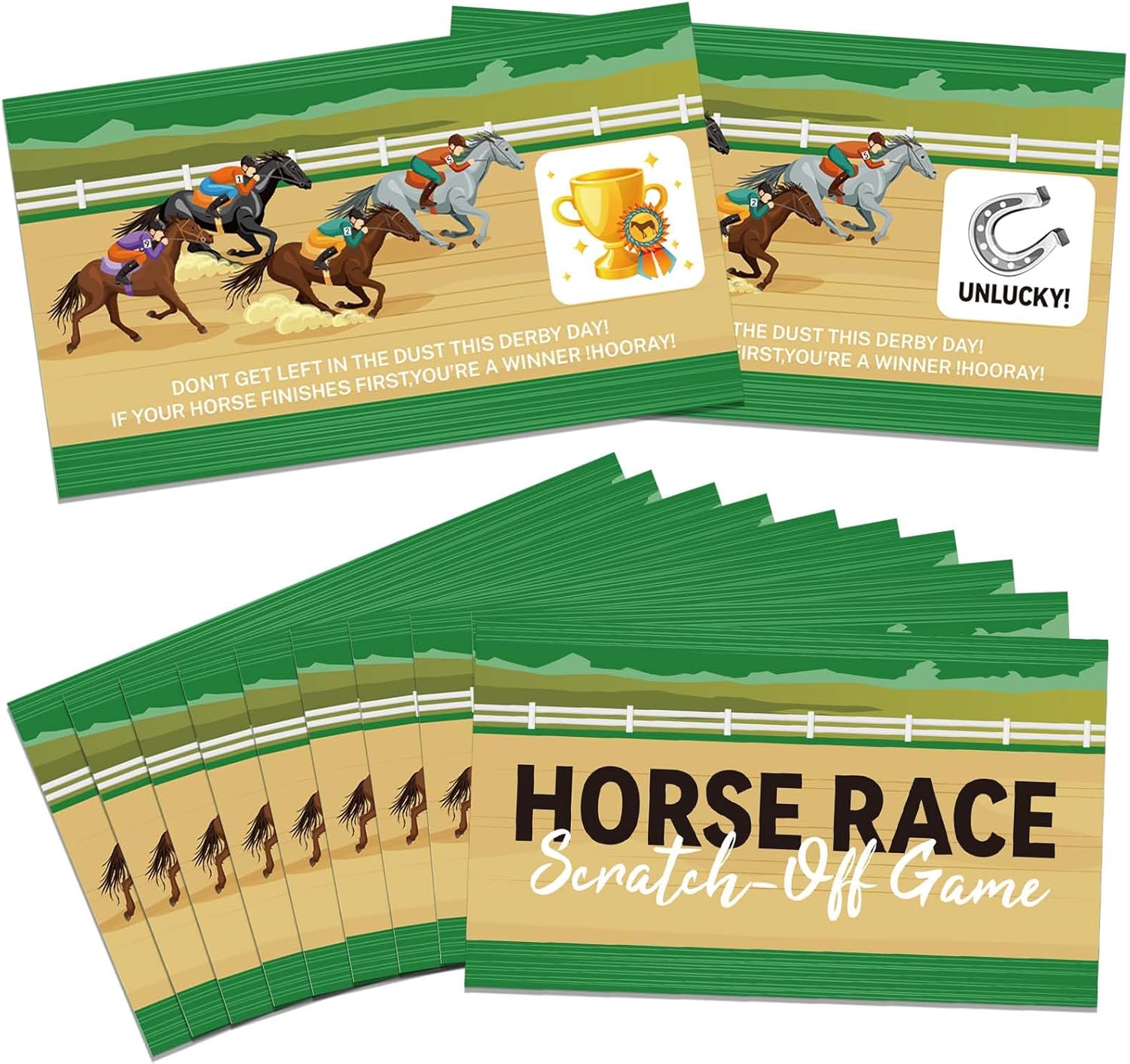 60Pcs Kentucky Derby Party Scratch Off Game Cards Horse