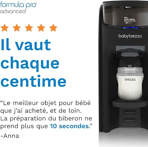 Baby Brezza Formula Pro Advanced Noir All Black - Préparateur de Biberons instantané et automatique, dose et mélange l'eau chaude et la poudre de Lait par simple pression d'un bouton - 7