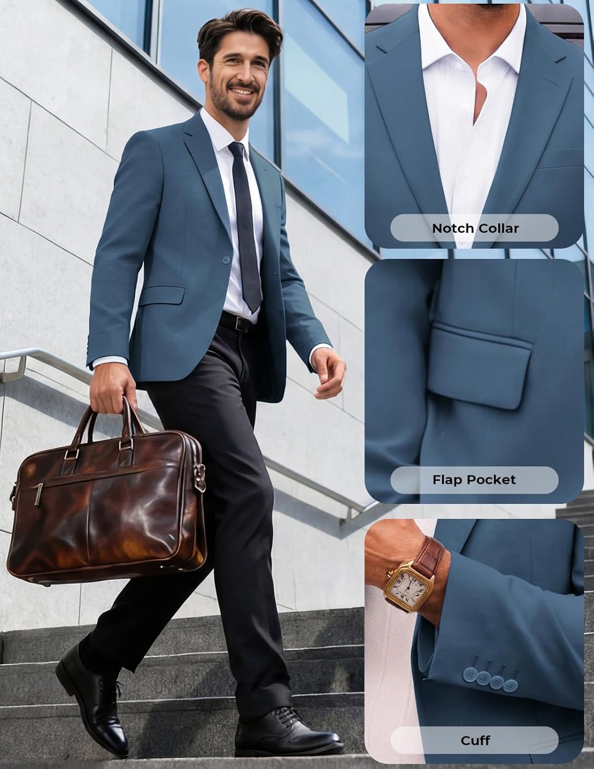 PJ PAUL JONES Men's Lightweight Sport Coat Casual One Button Blazer Breathable Sportcoat - Image 4