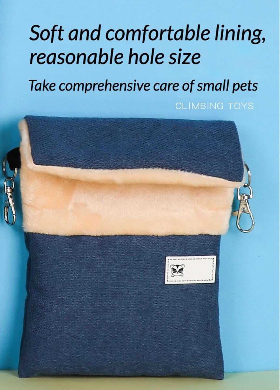 Hanging Sugar Glider Pouch Warm Hammock Pet Sleeping Bag (Green,Medium) | Back-slant design fits cages perfectly. Features a rear pocket for heating pads. Soft, cozy plush lining for rat squirrel