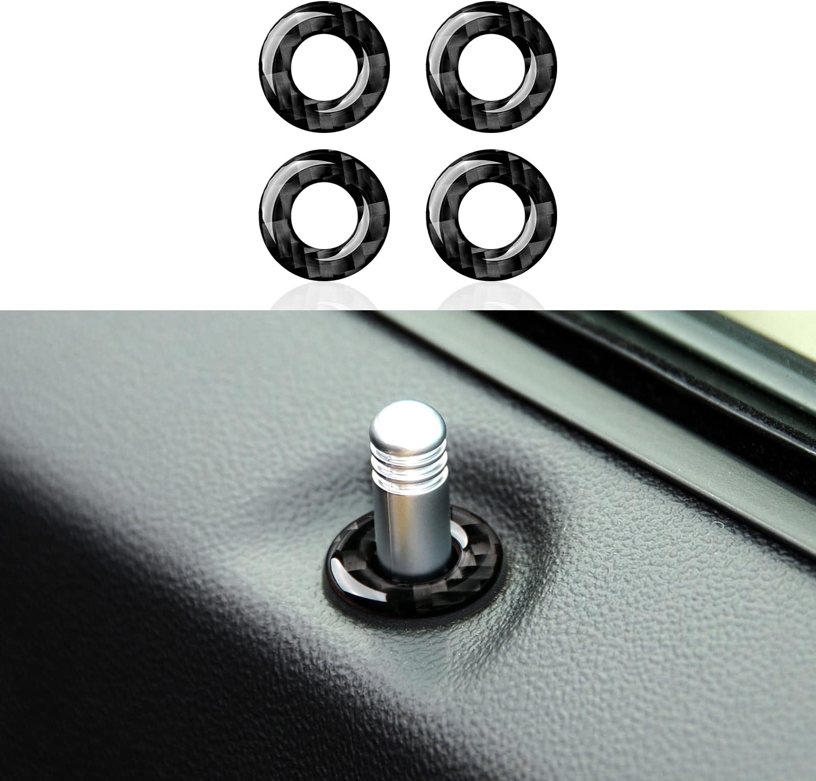 Car Inner Door Lock Rings Decals for 2011-2023 Dodge Charger/Chrysler 300 Accessories Carbon Fiber Interior Stickers