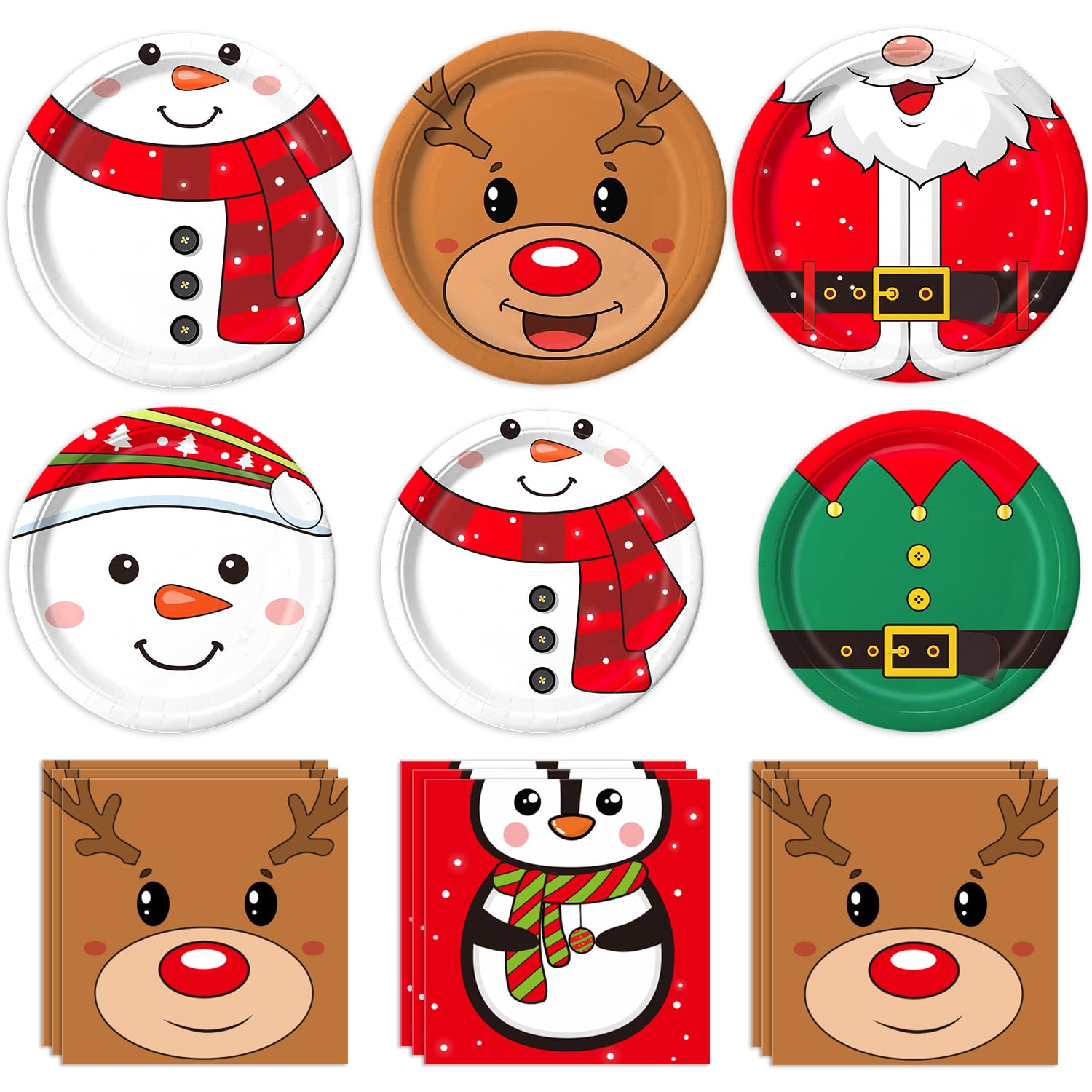 Oigco 100Pcs Christmas Party Supplies Kit - Serves 30 Guests, Including Dinner Plates, Dessert Plates, and Napkins, Perfect for Any Xmas Party Supplies Party Decorations