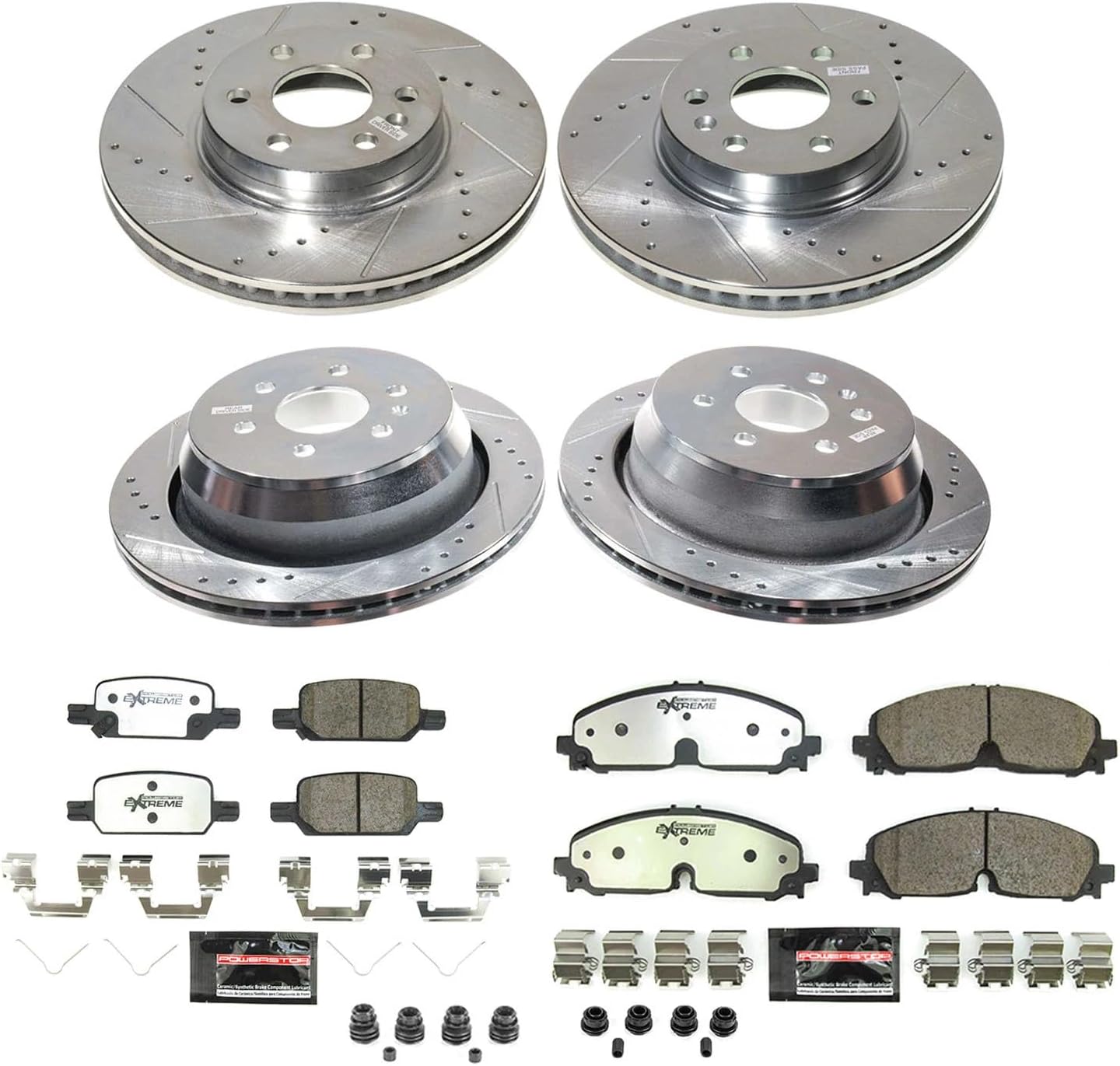 PowerStop Front & Rear Brake Kit For Chevrolet Colorado 2021-22 | GMC Canyon 2021-22 - Truck & Tow Carbon Fiber Ceramic Brake Pads + Drilled & Slotted Rotors Upgrade, K8797-36