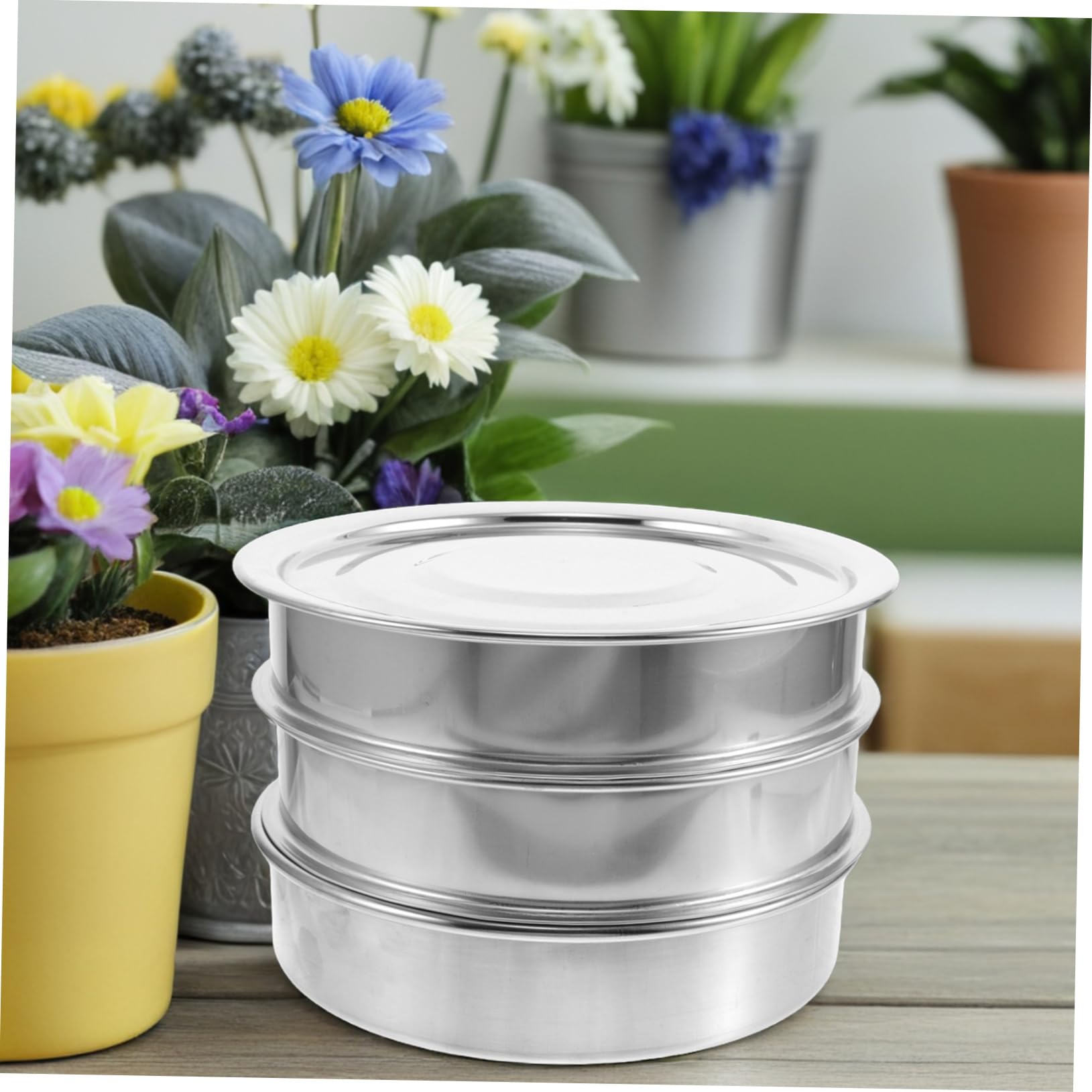 Yardwe 1 Juego Kit de Germinación Inoxidable Apilable con Tapa para de Alfalfa Frijoles y de Trigo Bandejas y Tapa para Casa y Comercial