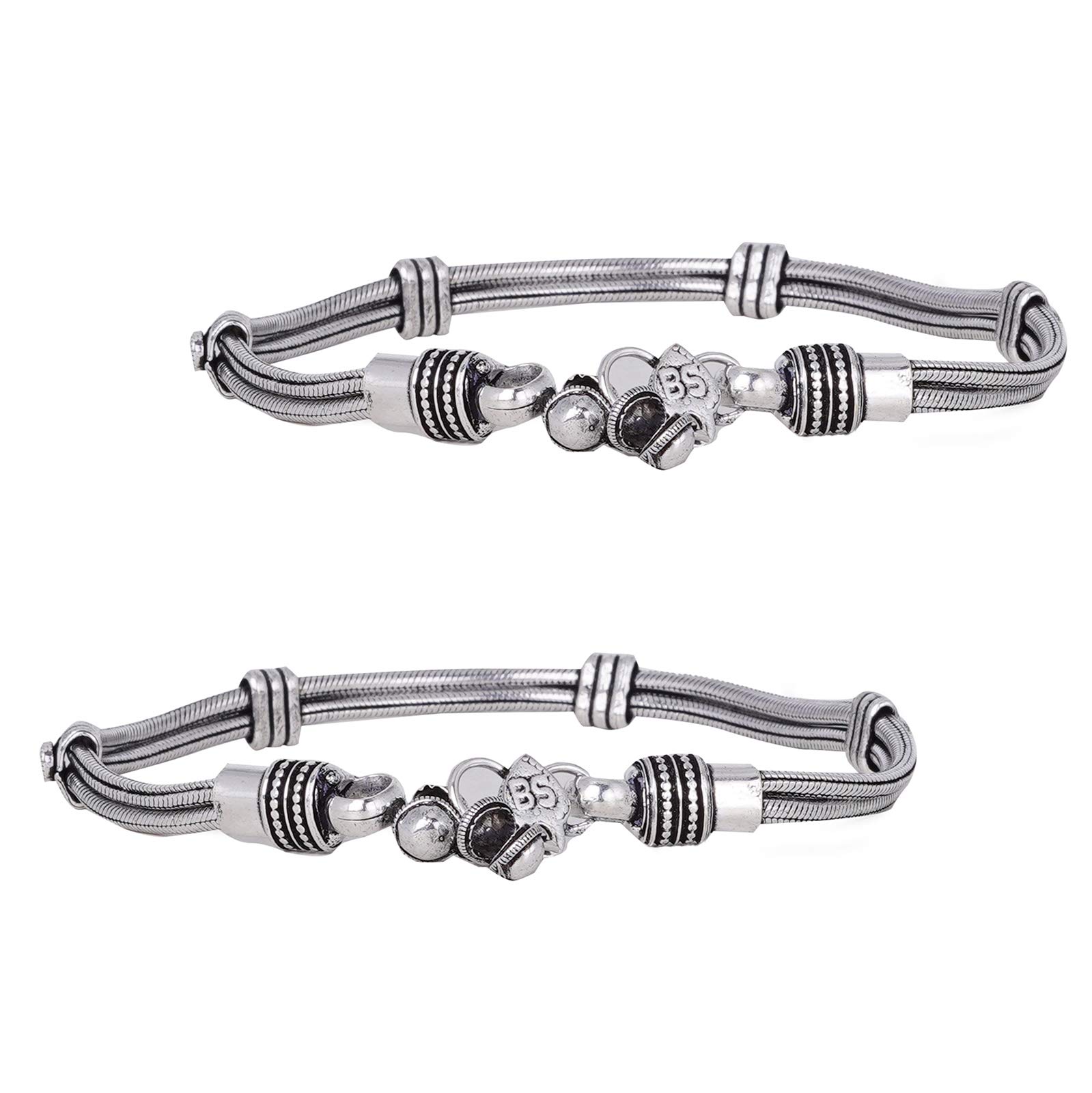 teejh Chirasvi Silver Oxidised Anklets For Women-picture-10