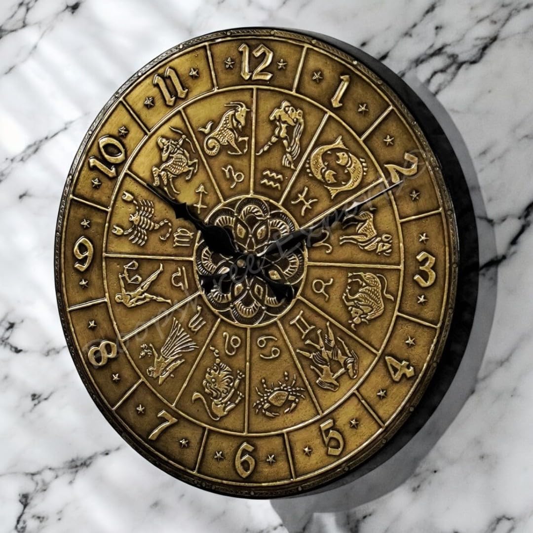 Vintage Wooden Brass Inlay Wall Clock - Handcrafted Art -12