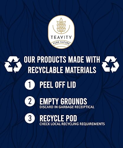 Miniatura 7 de Teavity - Paquete variado de cápsulas de té orgánicas  Cápsulas de té caliente o hielo para Keurig, manzanilla, desayuno inglés, té negro, cápsulas