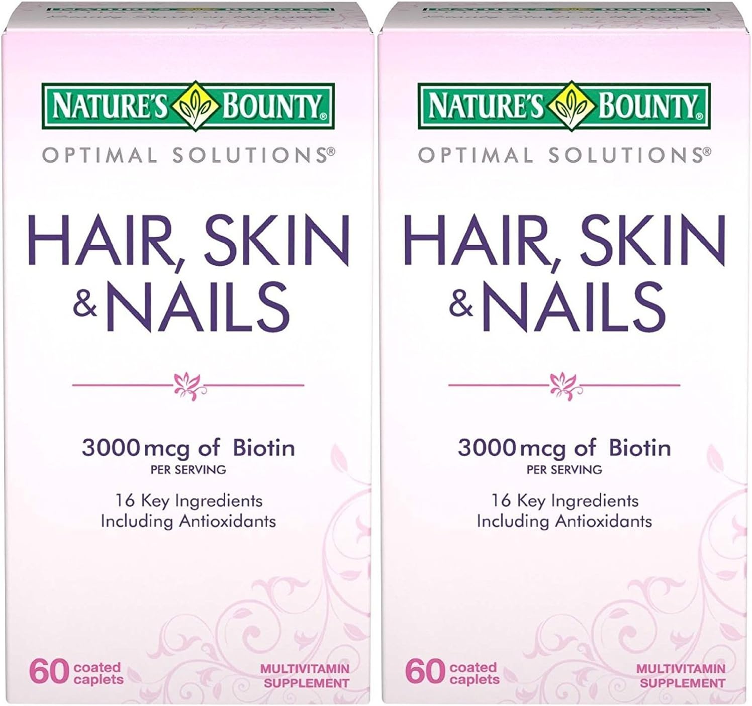 Optimal Solutions Hair, Skin & Nails Formula, 120 Coated Caplets (2 X 60 Count)
