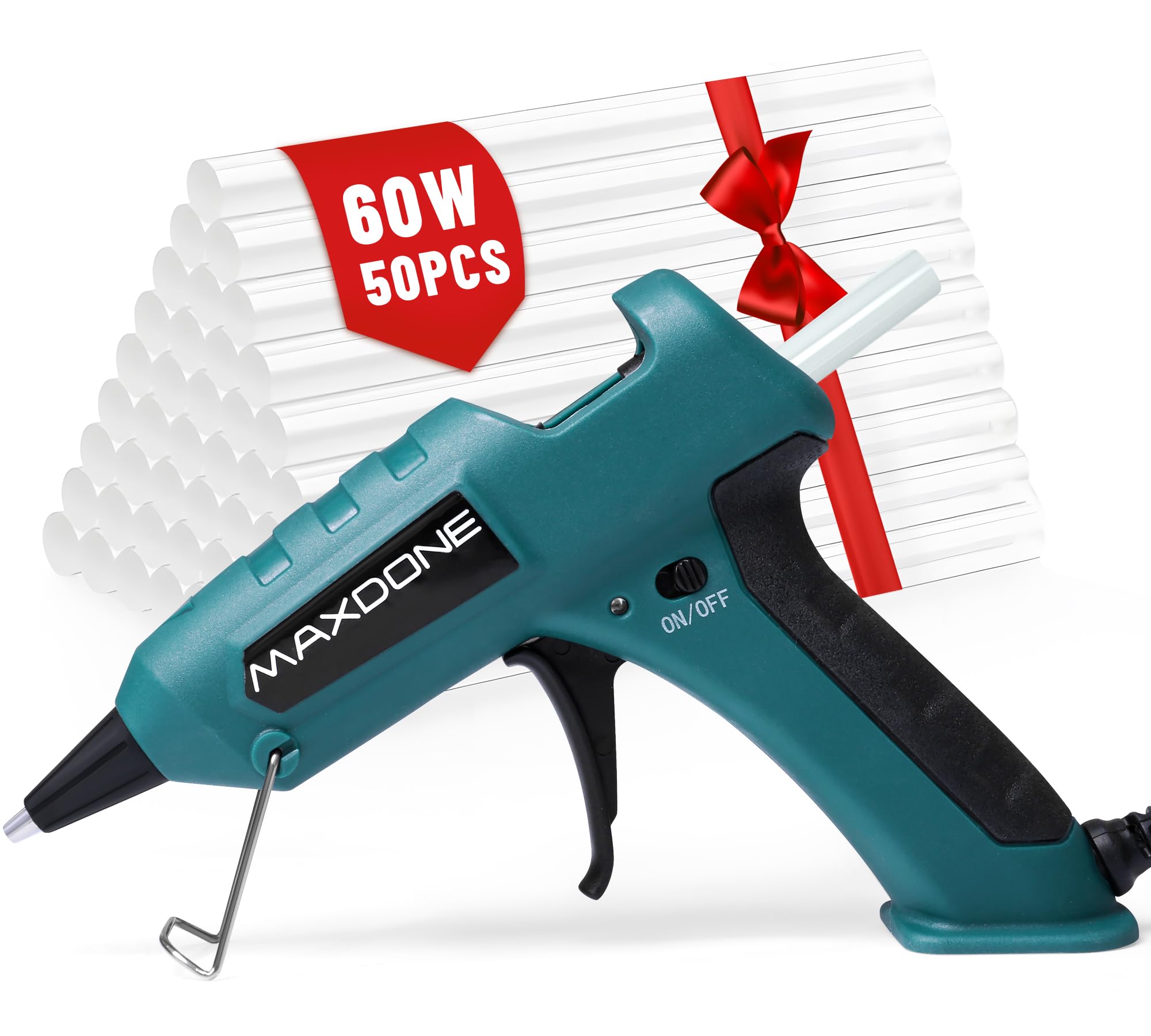 MAXDONE Feuerfest Heißklebepistole 60W mit 50 Heißklebesticks | 7mm Klebesticks Klebepistole Heissklebepistole für DIY Kleine Handwerk schnelle Reparaturen in Haus & Büro