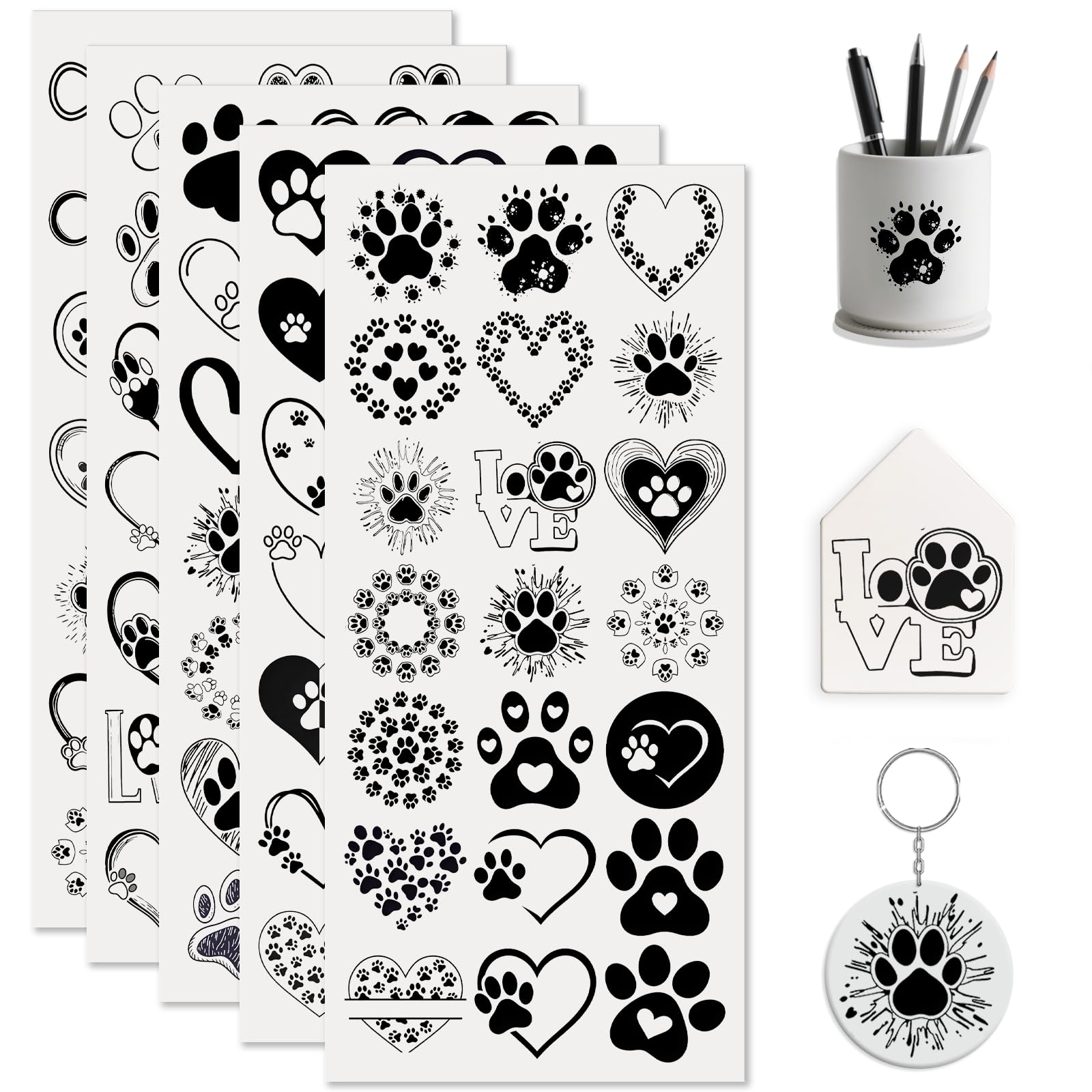 Autocollants UV DTF Bear Paws haute résistance pour coques de téléphones portables