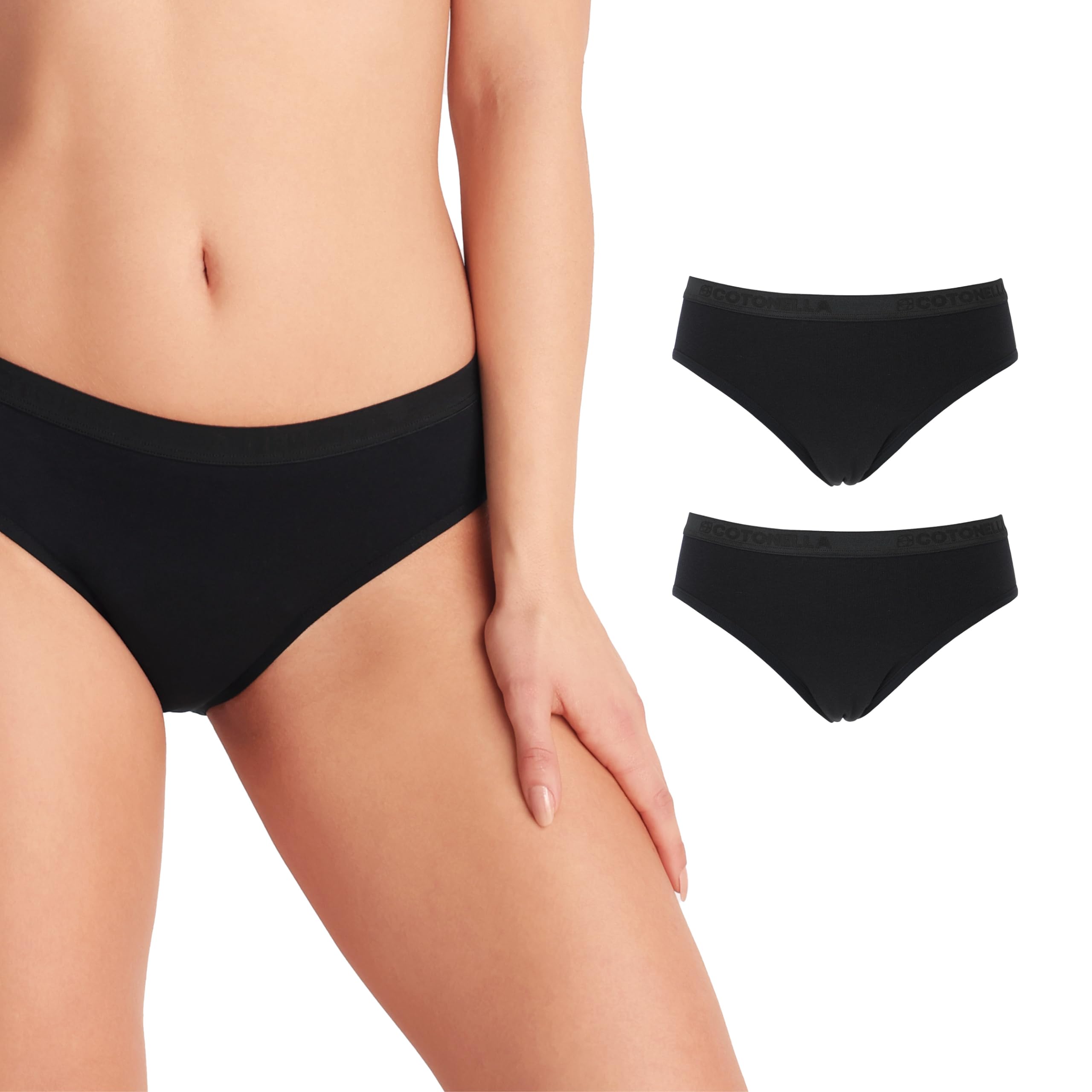 Cotonella, Slip assorbente FloWear in Morbido Cotone bielastico, Con Tassello Antibatterico Lavabile e Riutilizzabile, adatto per Flusso moderato - Conf. da 2 pezzi - art. ADB62K2
