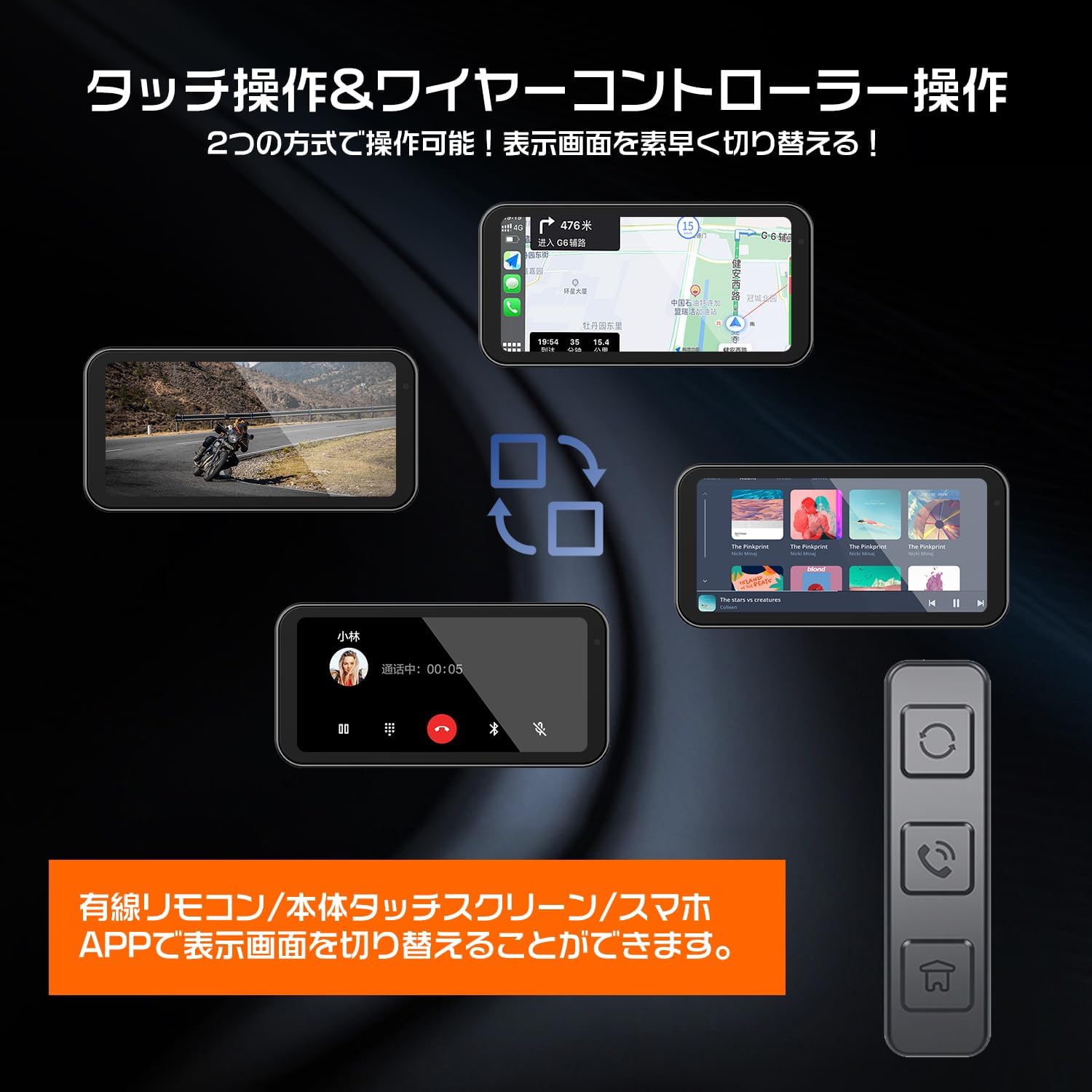 Amazon.co.jp: Changer バイク ドライブレコーダー Carplay/Android  