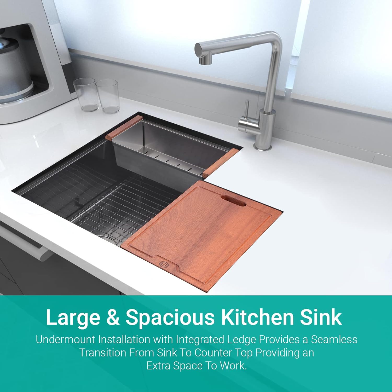 Strictly Sinks 30 Inch Corner Kitchen Sink Undermount - 16 Gauge Stainless Steel Sink Undermount, Scratch & Stain Resistant Corner Single Bowl Workstation Sink with Accessories (Black)