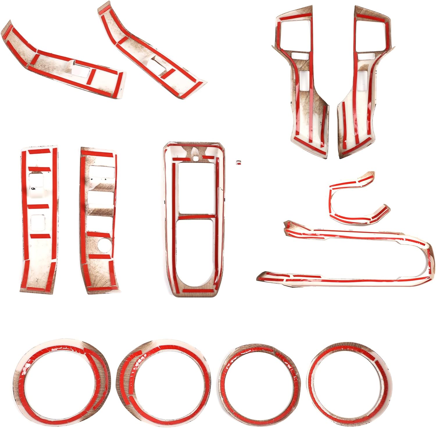 14PCS Full Set Interior Decoration Trim Kit Compatible with Toyot@ Tacoma 2016-2022 Central Control Dashboard Frame Cover Shift Knob Cover Air Vent Trim Cover Window Button Cover (Pear Wood Grain)