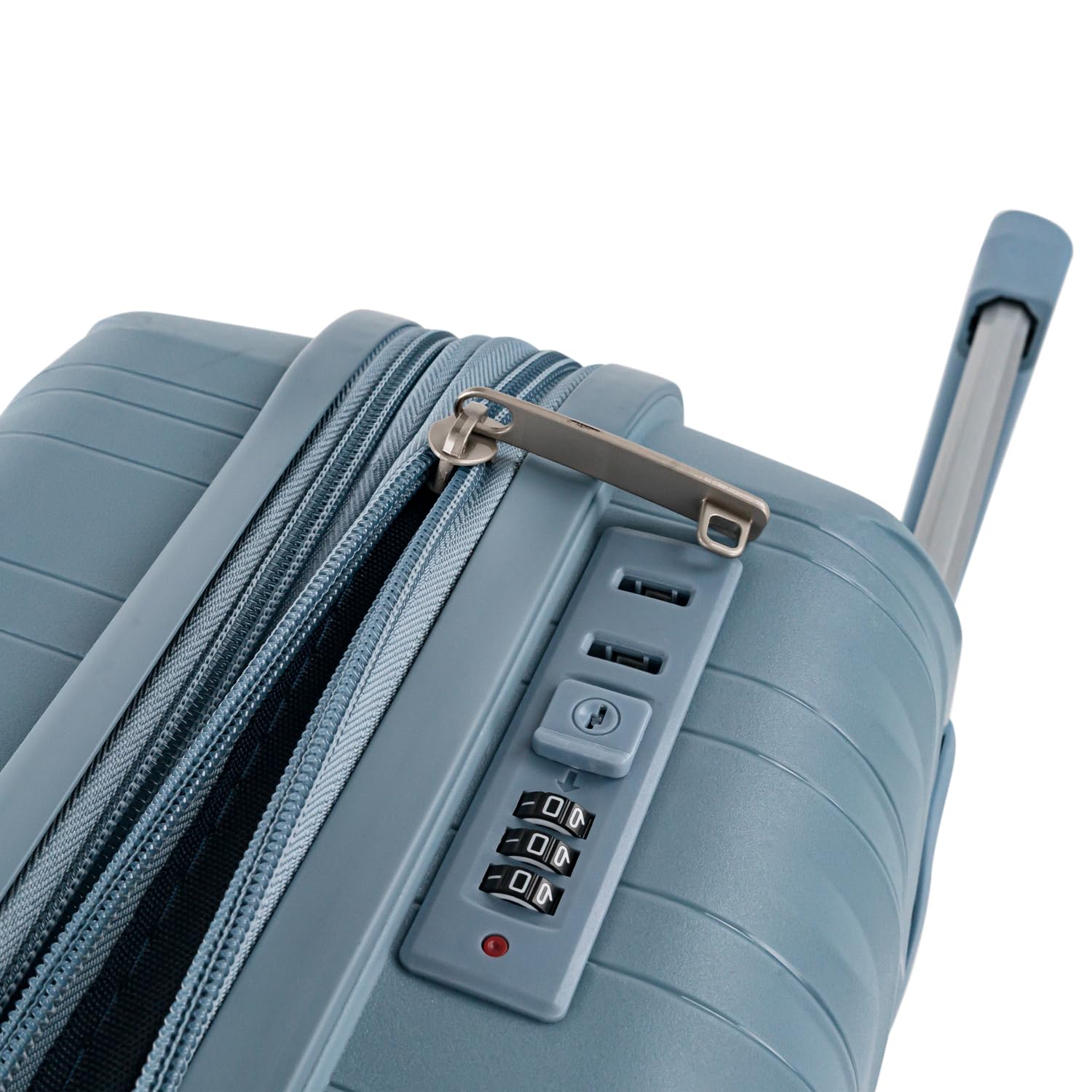 ITACA - Trolley Bagaglio A Mano 55x40x20 leggero rigido con ruote girevoli ideale per viaggi in cabina Valigia Bagaglio A Mano compatibile Ryanair. Lucchetto a Combinazione. Estensibile, Cowboy blu