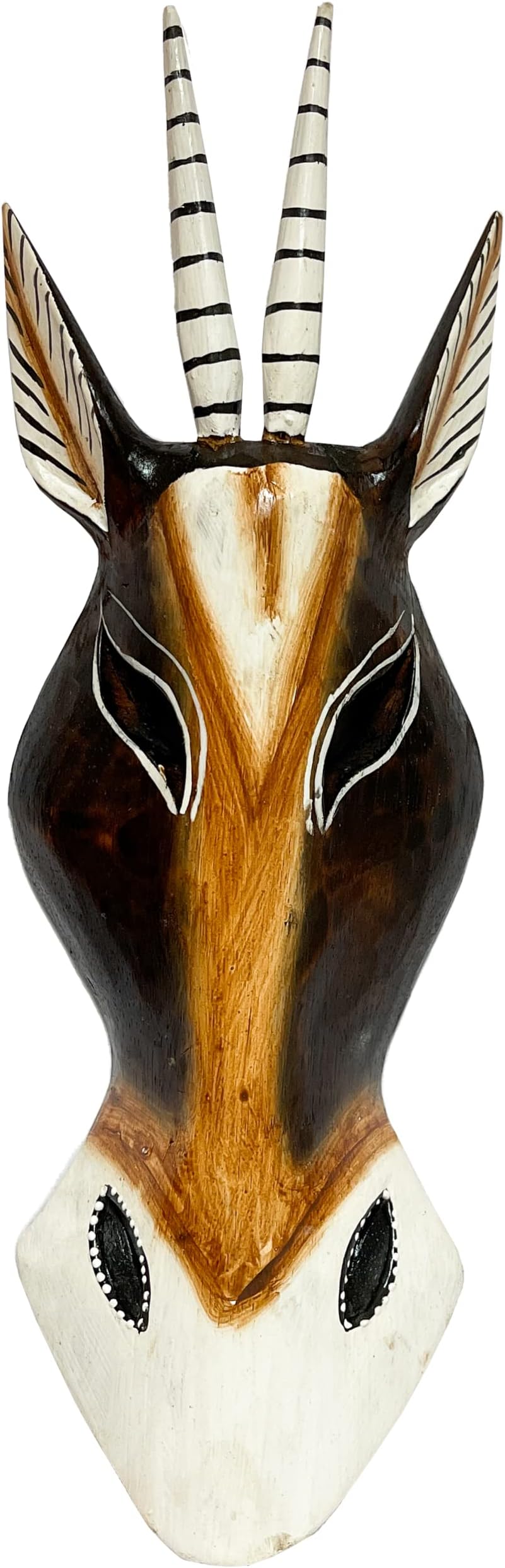 Gazelle Mask Wooden Hand Carved Wall Hanging Art Fair Trade Hand Painted Jungle Animal African Safari Masks