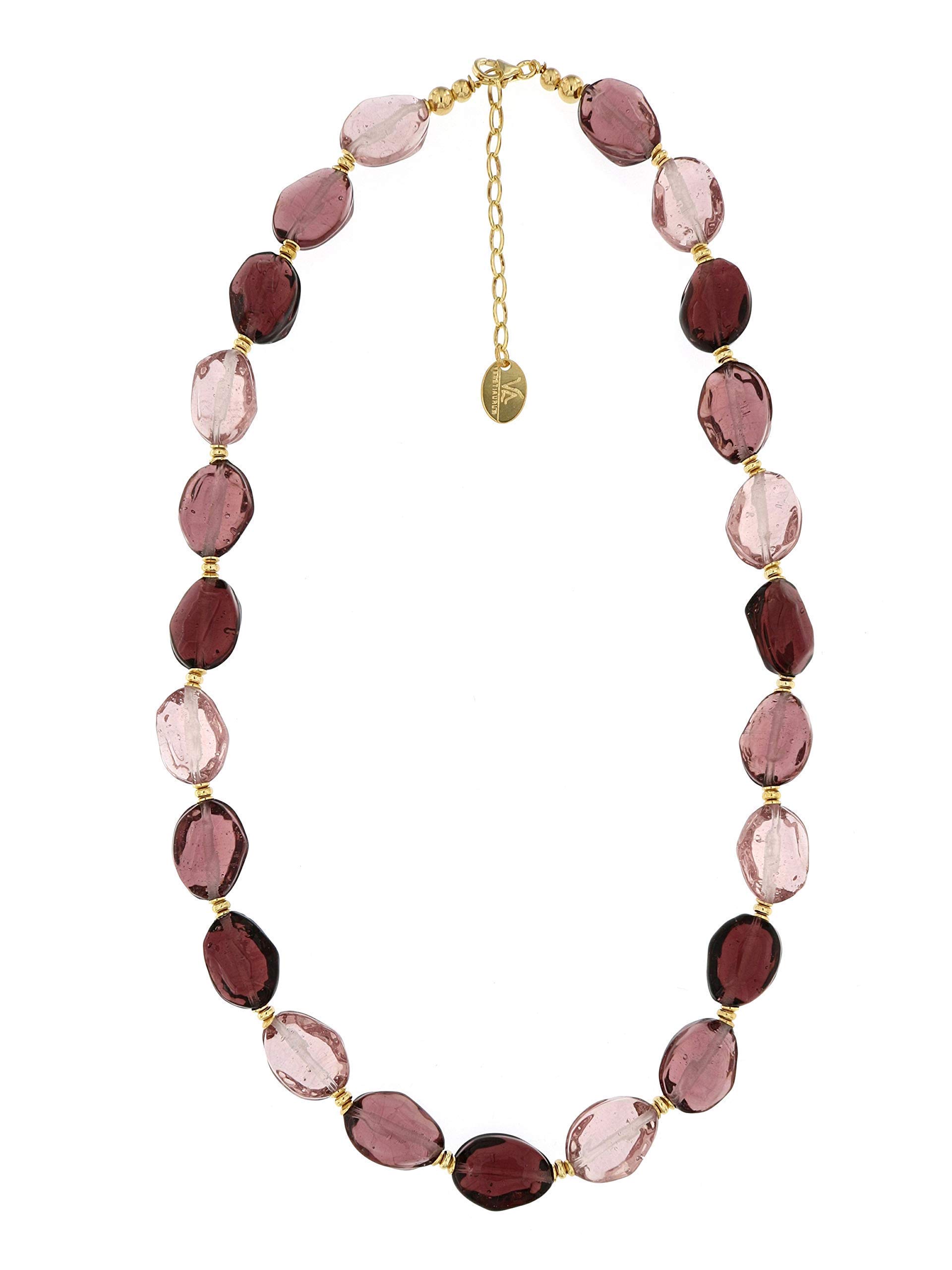 Venetiaurum - Collana Girocollo Per Donna Con Perle a Forma di Pepita In Vetro Originale Di Murano E Argento 925 - Gioiello Made In Italy Certificato