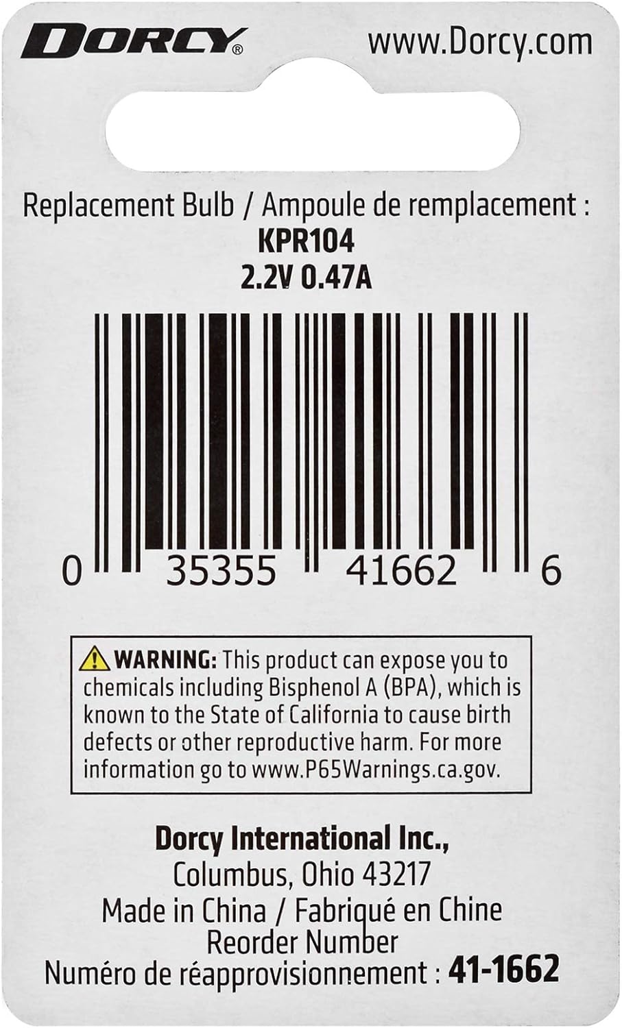 Dorcy - 411662 2C/2AA-2.2-Volt, 0.47A Bayonet Base Krypton Replacement Bulb, 2-Pack (41-1662) Clear