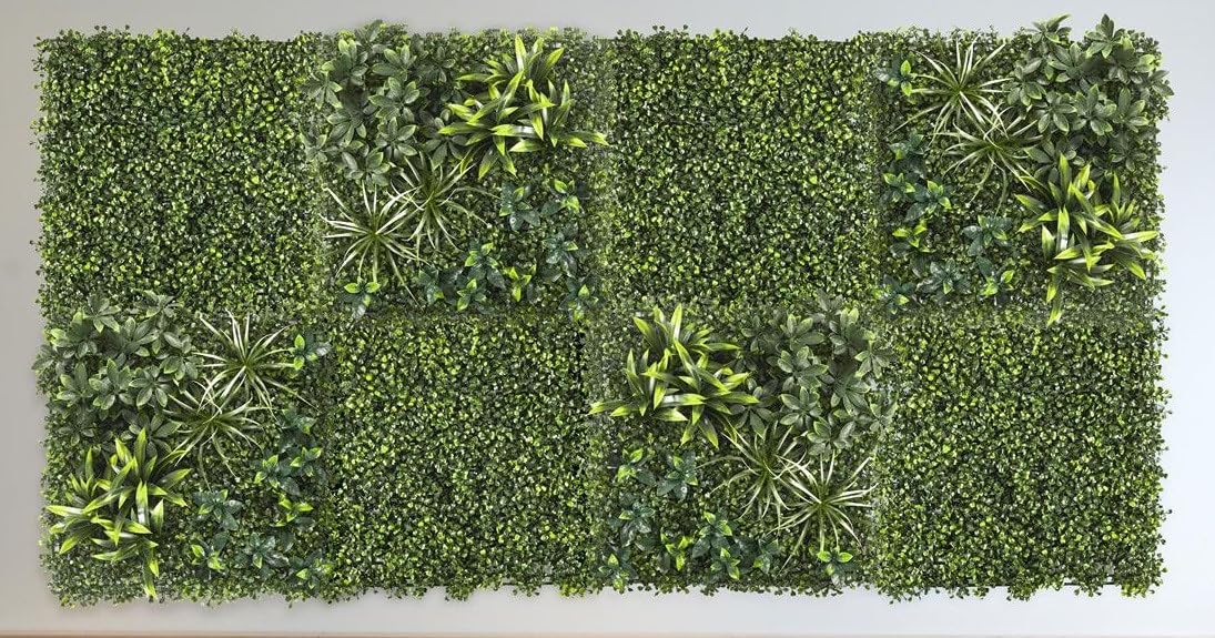 Deconation Lot De 8 Plaques Végétales Artificielles Panachées 50 X 50 Cm - Mur Végétal 2m²