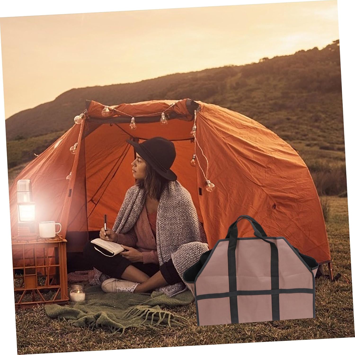 1pc Log Holder Tote Bag Firewood Carrier for Outdoor Use Large Capacity Firewood Storage Compact and Portable