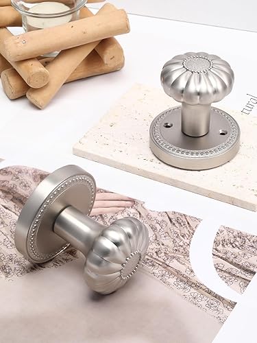 Miniatura 10 de SORWDUERM Perillas de puerta de níquel cepillado para privacidad interior, pomo de puerta plateado con cerradura, pomos de puerta de níquel satinado