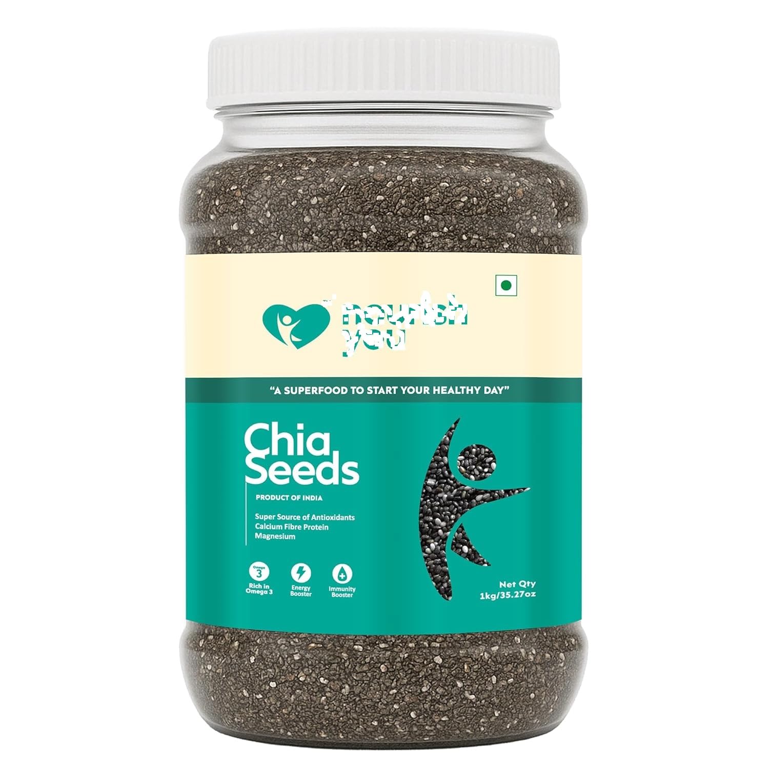 Raw Chia Seeds 1Kg Jar | Protein & Fiber Rich Superfood | Energy Boosting Seeds for Weight Management, Heart Health & Digestion | Natural Plant-Based Omega-3 Source | Gluten-Free Healthy Snack