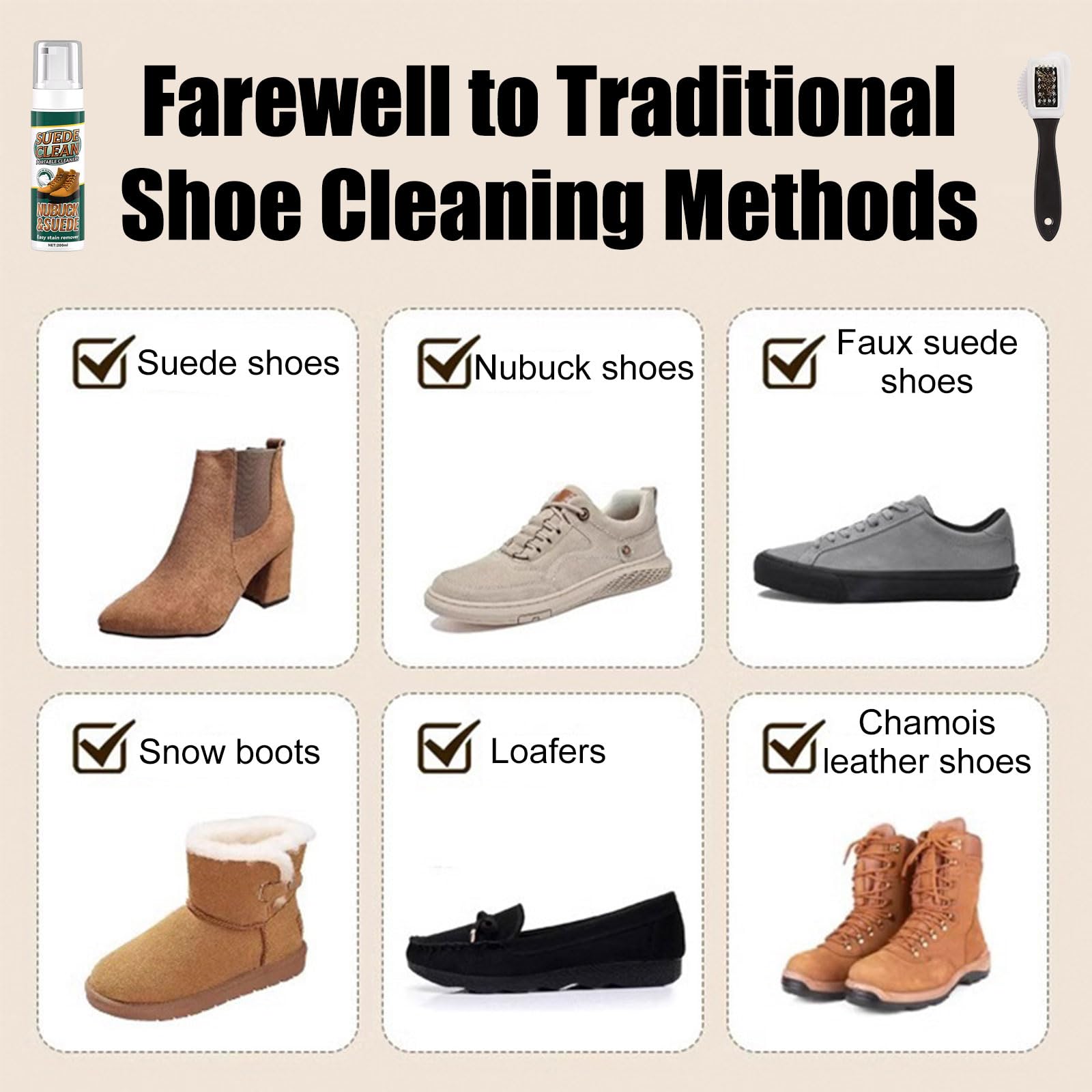 Suede Cleaner,Limpiador Zapatillas,Limpiador Ante con Cepillo,Limpiador Gamuza,Kit Limpieza para Gamuza,Limpieza Zapatos Nobuk,Kit Limpieza Zapatos,para Zapatos,Botas,Bolsos,Chaquetas
