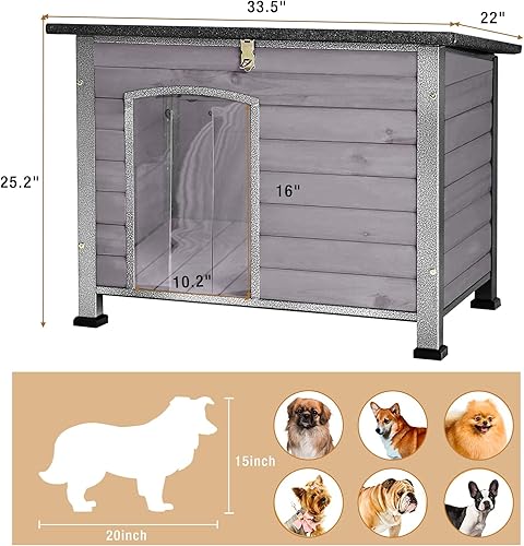 Miniatura 10 de Casa para perros de tamaño pequeño a grande refugio para cachorros de interior y exterior con suelo elevado perrera duradera e impermeable casa para