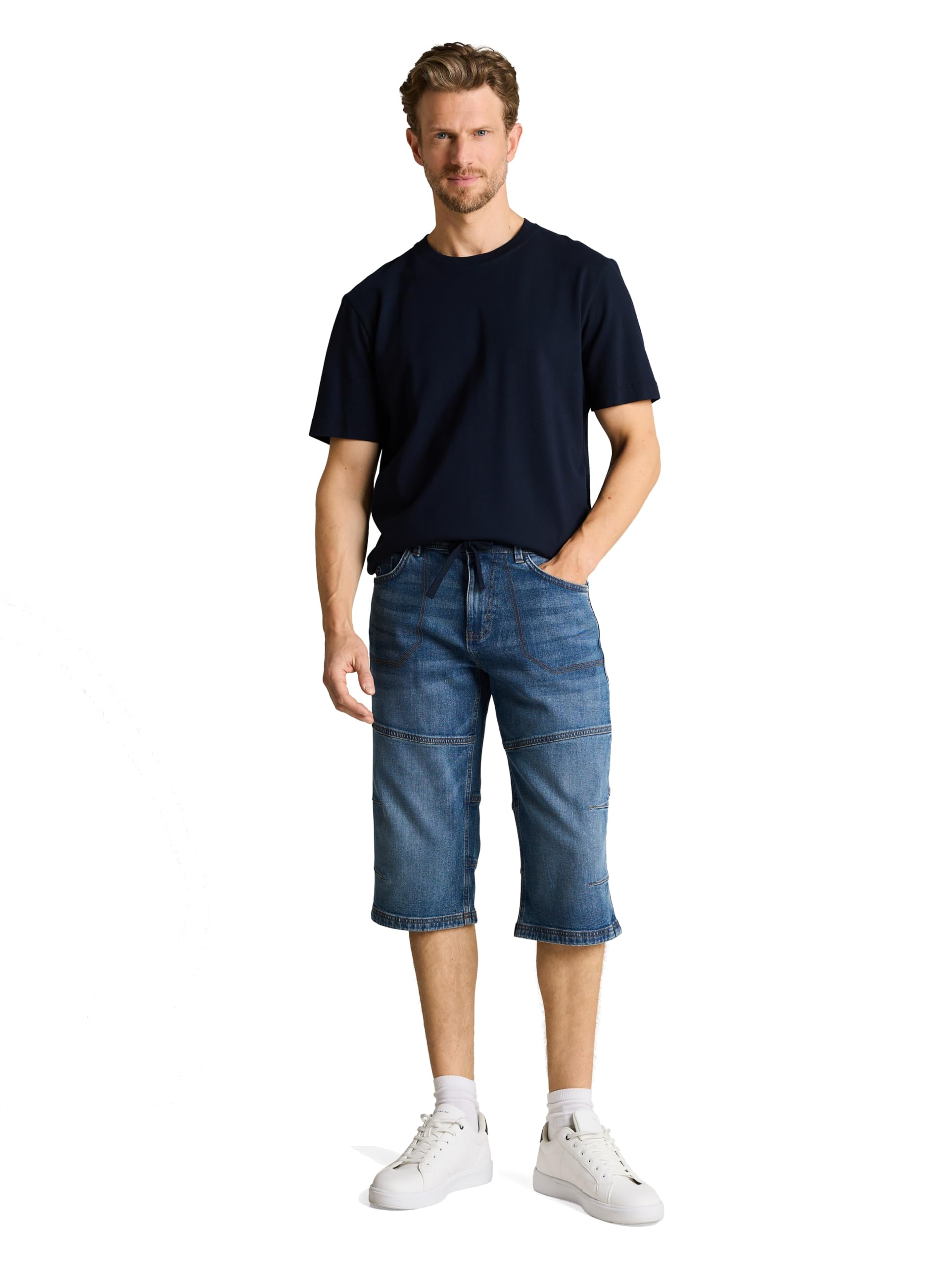 TOM TAILOR Herren TTMORRIS Relaxed Overknee Jeans Shorts mit Stretch 1050039