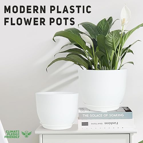 Vista 50 de Macetas de 12/10/9 pulgadas, juego de 3, macetas con agujeros de drenaje de malla múltiple, macetas grandes para plantas y flores de jardín de Negro