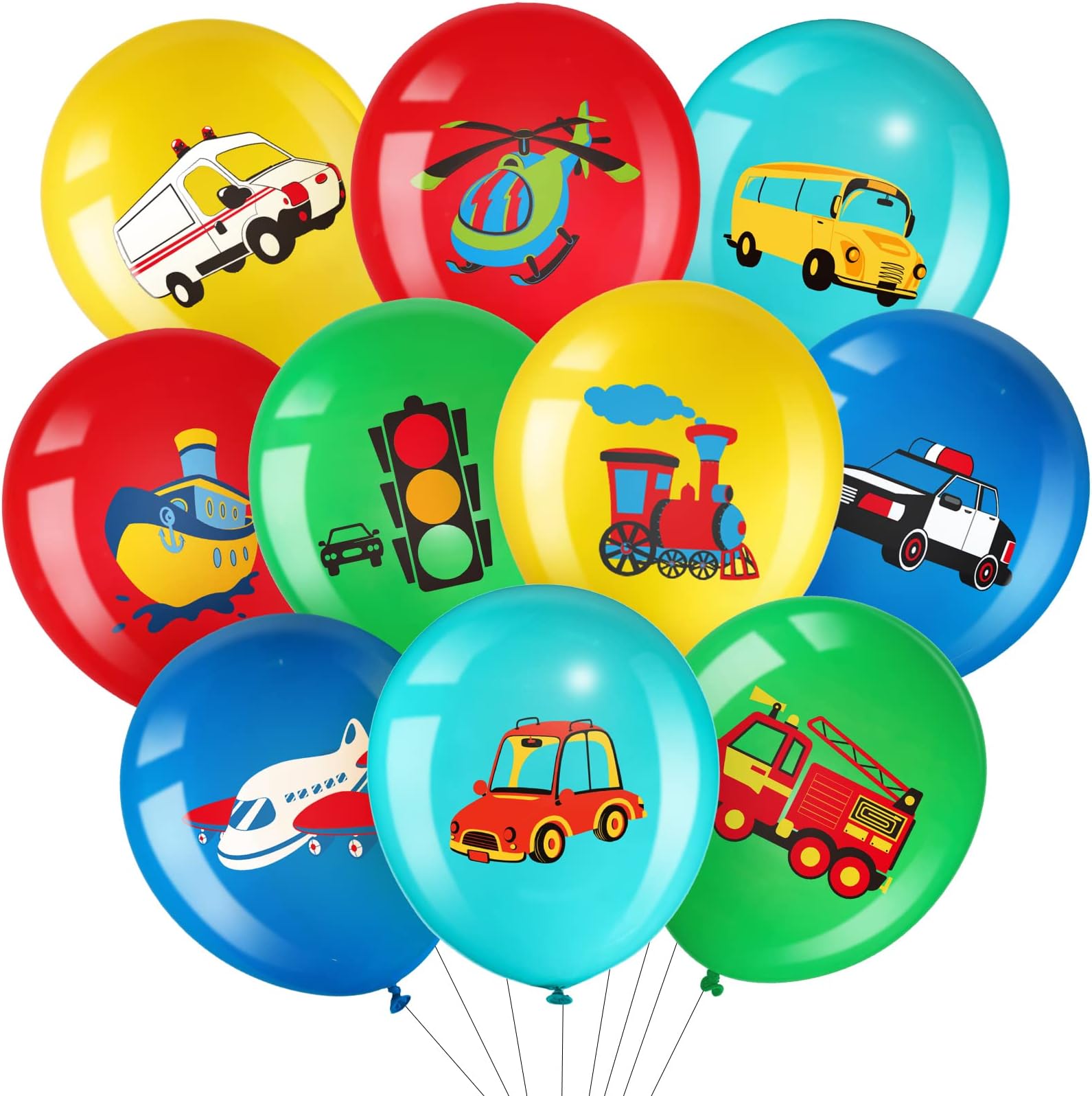40 Pack Transportation Party Balloons Decorations Traffic Latex Balloons Vehicle Transport Party Supplies for Birthday Decoration