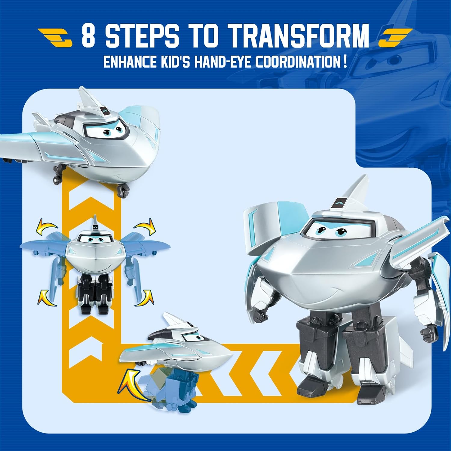 Super Wings Transformable Toys, 5 in Traver Airplane Transforming Figures Toys, 2 in 1 Mode Rescue Bots Action Figure for 3-5 Year Old Boys Girls, Fun Plane Toy for Toddlers Kids Age 3 4 5 6 7
