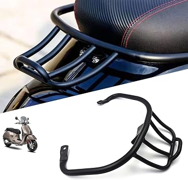 Universal Motorcycle Luggage Rack Compatible with VESPA Primavera Sprint 150 2016-2023, Sturdy Rear Racks for Motorbikes, Black Cargo Carrier Rear Tail Storage Rack Extender Shelf Holder 2016-2020