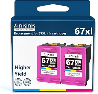 Ankink 67XL Ink Cartridge tri-Color Replacement for HP Ink 67 XL HP67 HP67XL Combo Deskjet 2700 2700e 2752 2752e 2742e 2755 2755e 4100 4100e 4152e 4155 4155e Envy 6000 6055e 6055 6400 6455e Printer