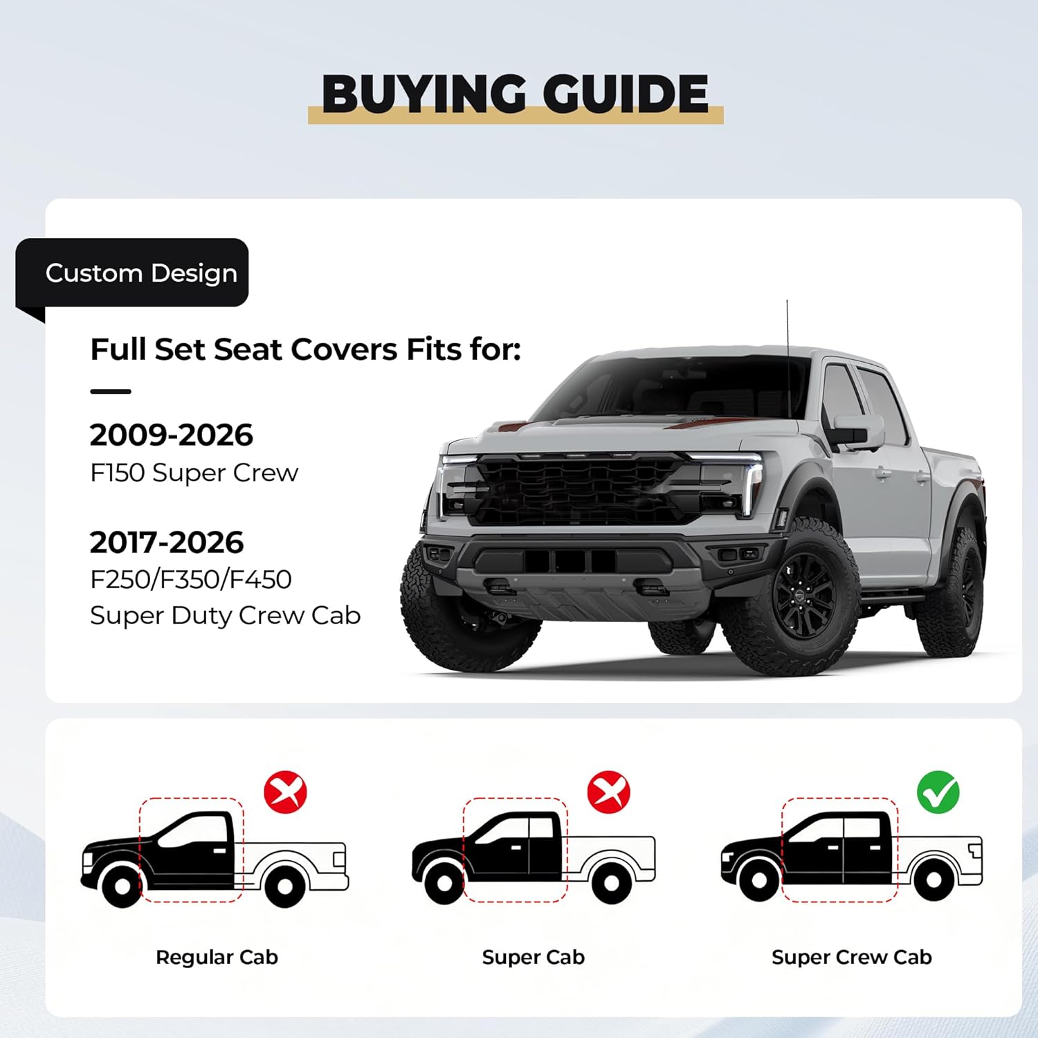 Fumgil Fit for Ford F150 Seat Covers 2009-2025 2026 and F250 F350 F450 2017-2026 Full Set Waterproof Durable Faux Leather Airbag Compatible Car Cushion(5 Seats,Black) #117 Black Full Set (5 Seats)