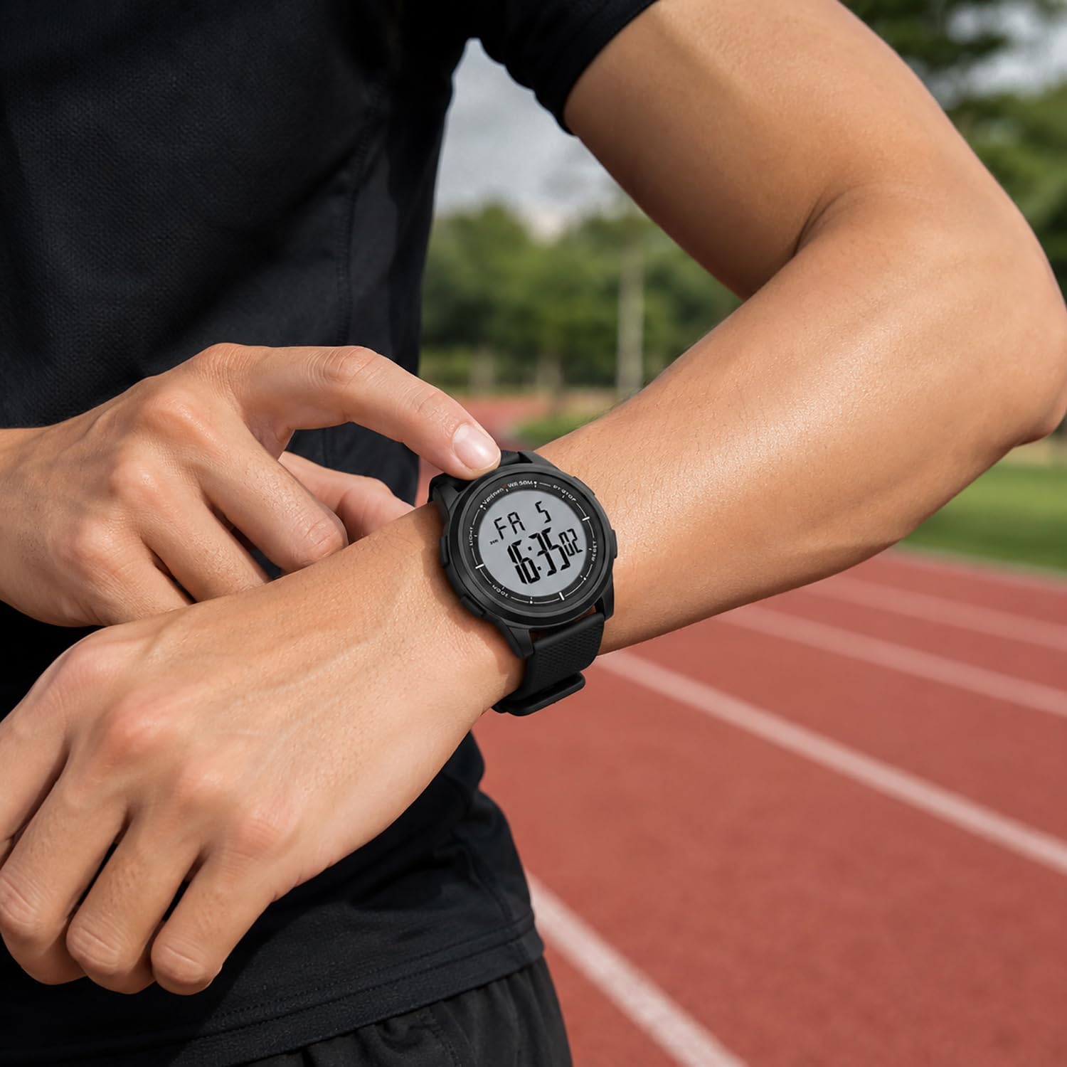 Men's Ultra-Thin Digital Sports Watch with LED Backlight & Alarm