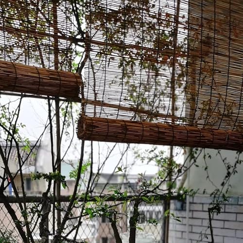 Bamboo Shades Blind Handwoven Reed Roller Curtains Roman Blind Cordless For Balcony/Terrace/Garden/Window Wide 18-75In High 36" 48" 60" 72" 96" (Size : 75(W) X 96(H) Inches) #TOP3