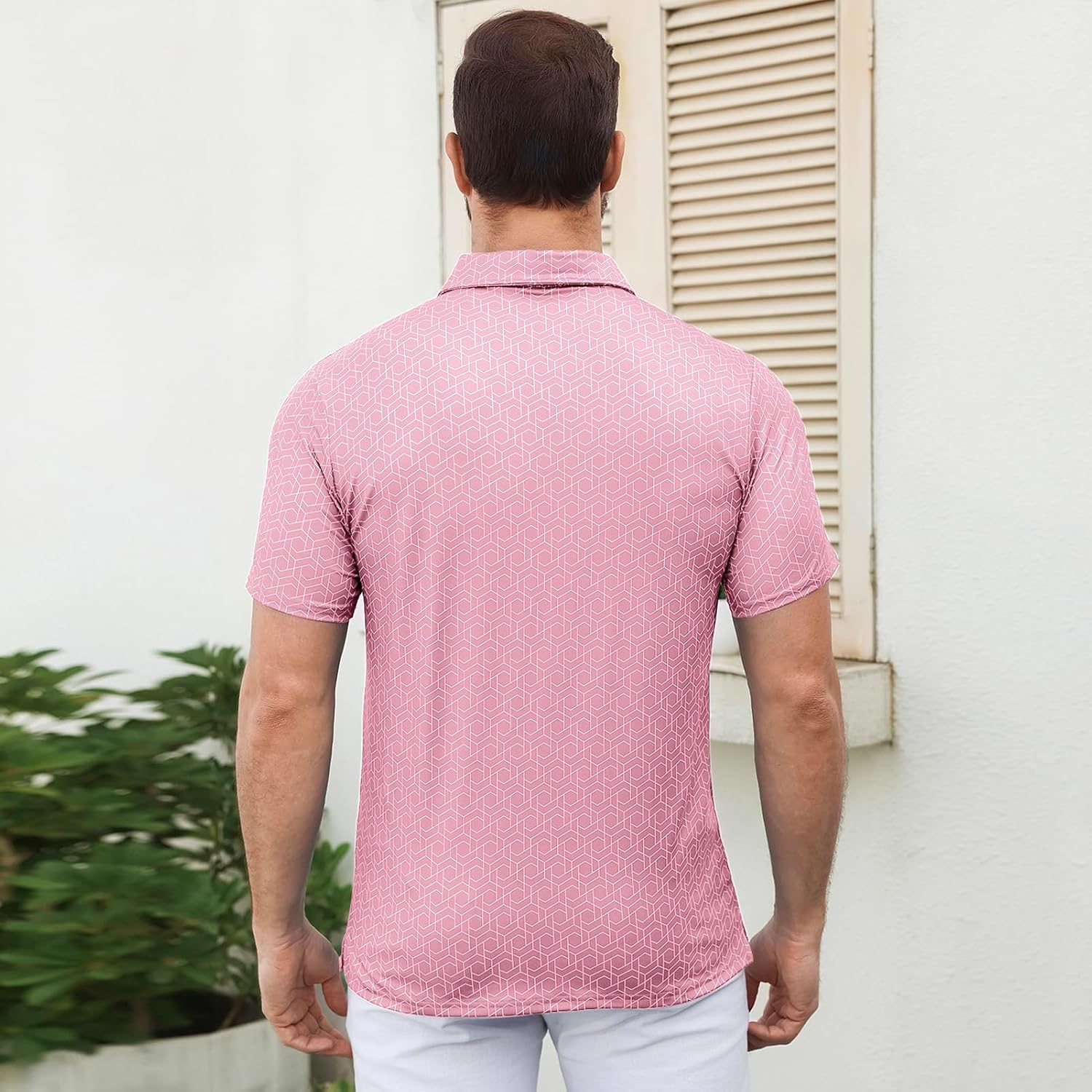 Men's Golf Polo Shirt Allover Print Stretch Dry Fit Breathable Moisture Wicking Short Sleeve Collared Polo